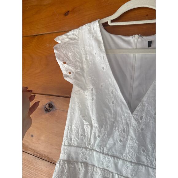 Lulus Flirtatious in Florence White Ruffled Eyelet Cotton Mini Dress Weekend M - Picture 5 of 10